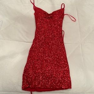 Red homecoming dress from La Femme, size 2, worn once.